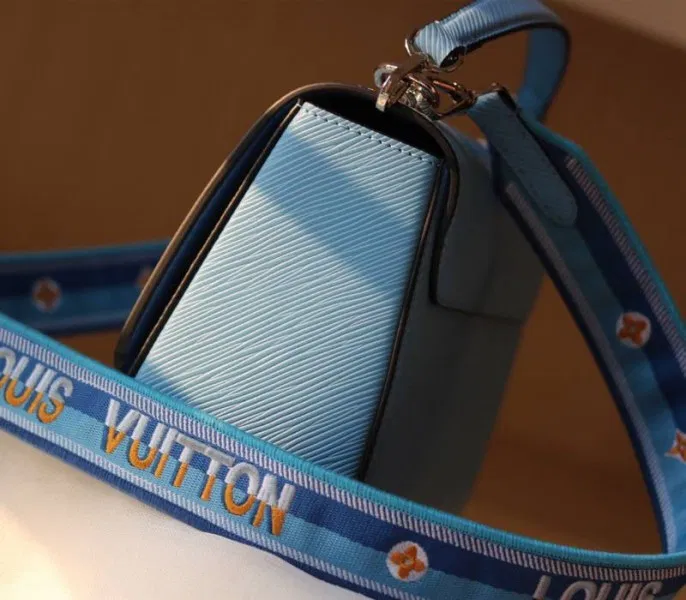 Louis Vuitton Epi Leather Twist MM Bag With Jacquard Strap In Bleuet Blue — image 6
