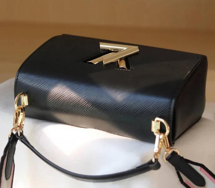 Louis Vuitton Epi Leather Twist MM Bag Black With Jacquard Strap — image 5