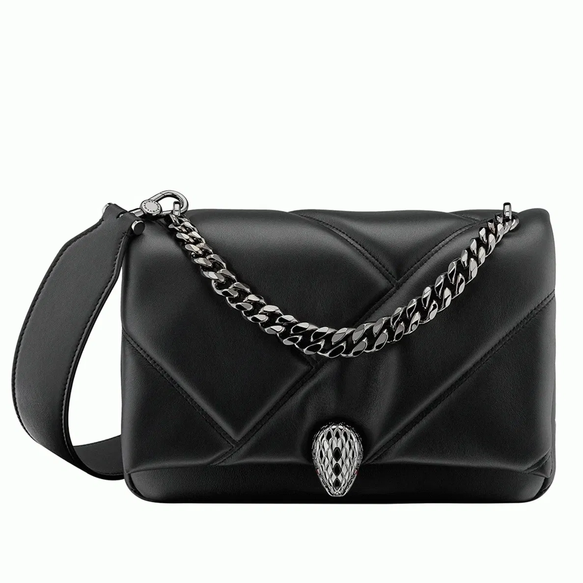 Knockoff Bvlgari Serpenti Cabochon Small Bag Black Calfskin