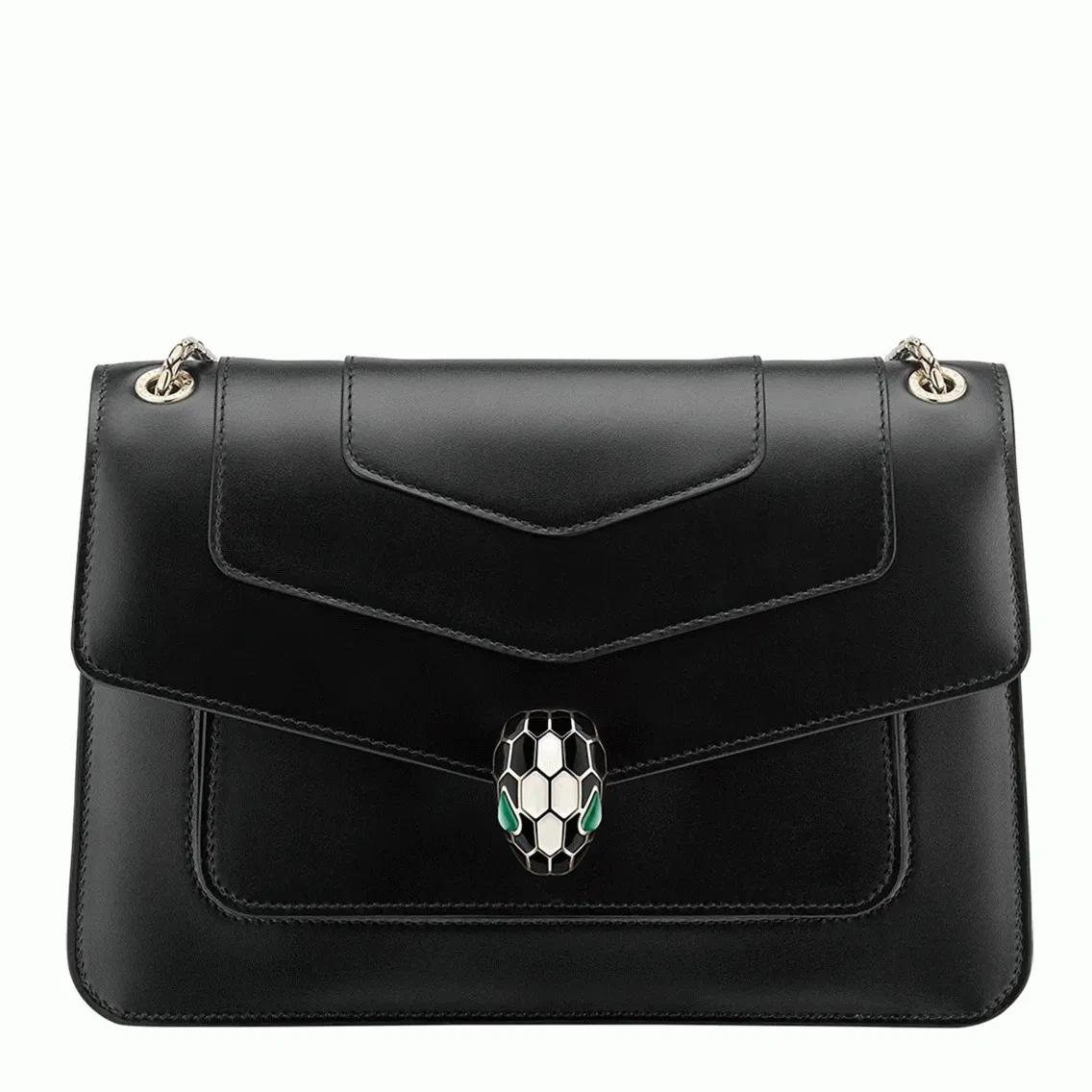 Bvlgari Serpenti Forever Medium Shoulder Bag Black Calfskin