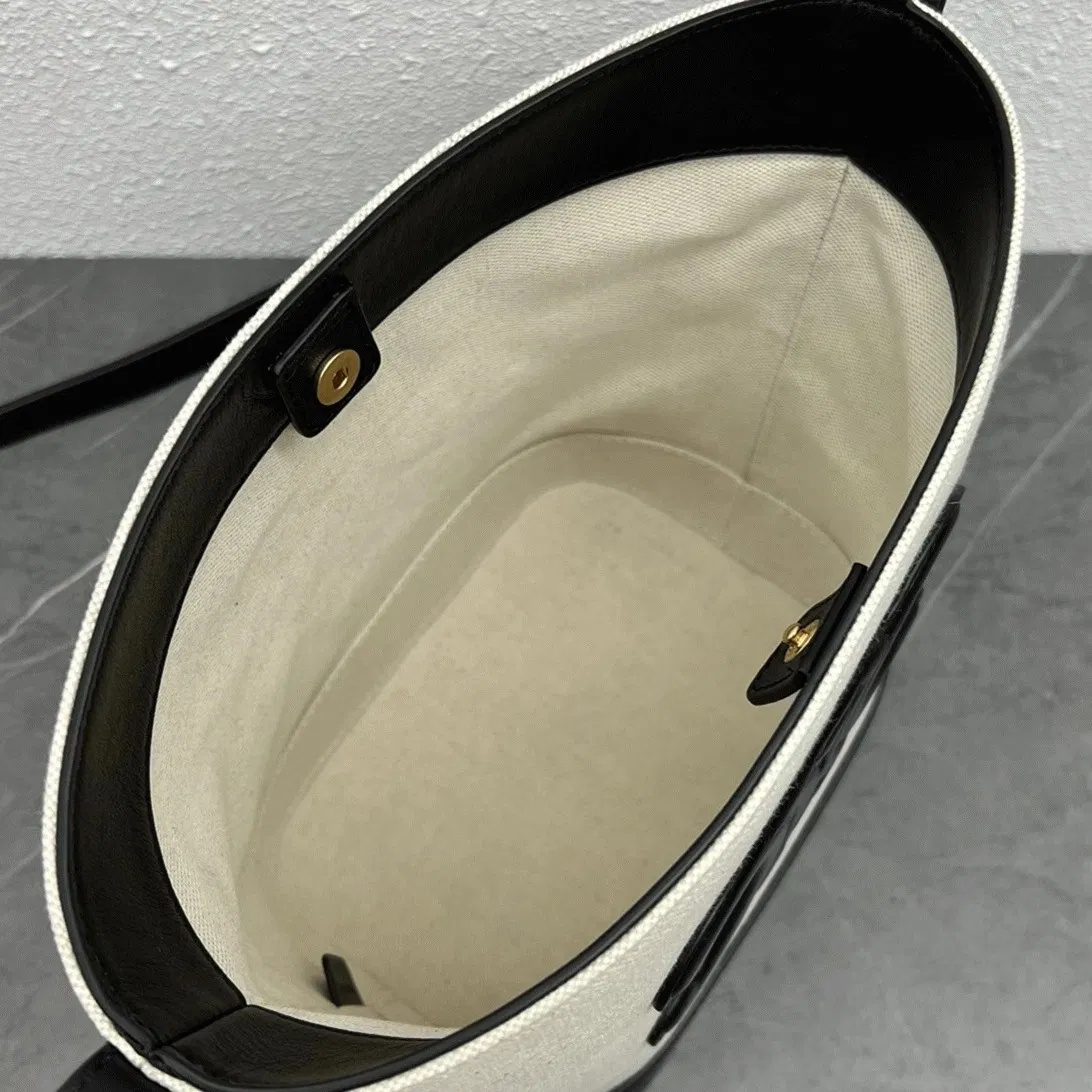 Top Quality Celine Small Bucket Cuir Triomphe In White Textile — image 5
