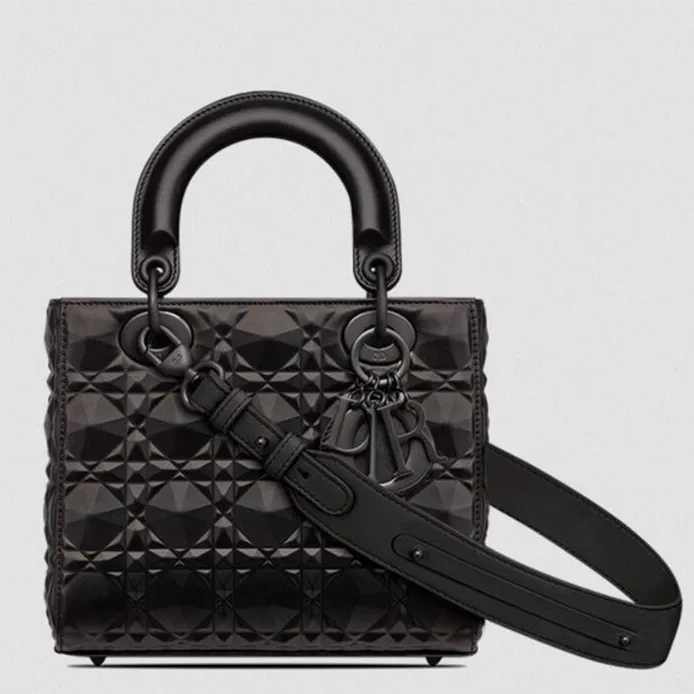 Dior Small Lady Dior My ABCDior Bag in Black Calfskin with Diamond Motif