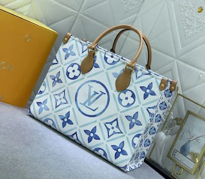 Louis Vuitton LV By The Pool Monogram Tiles Canvas Onthego MM Tote In Lagoon Blue — image 2