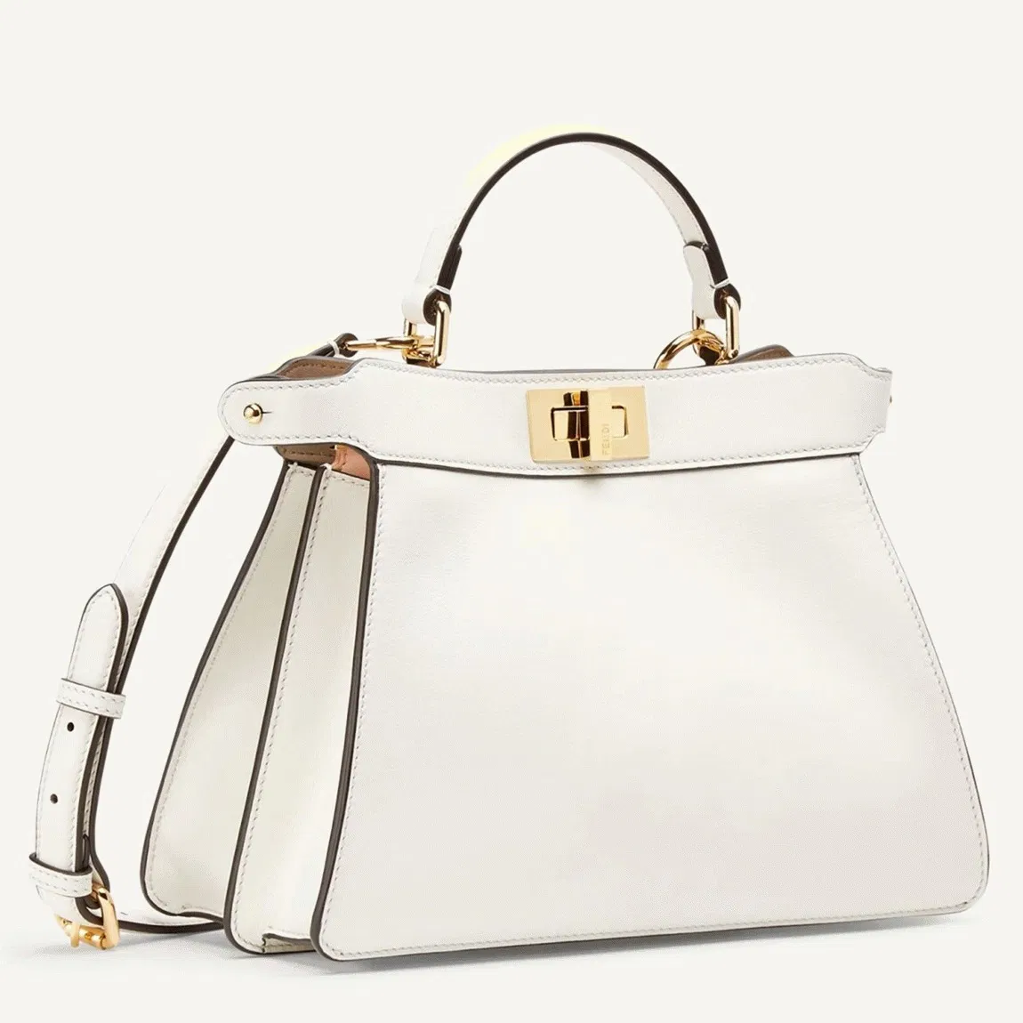 Top Quality Fendi Peekaboo ISeeU Small Bag In White Calfskin