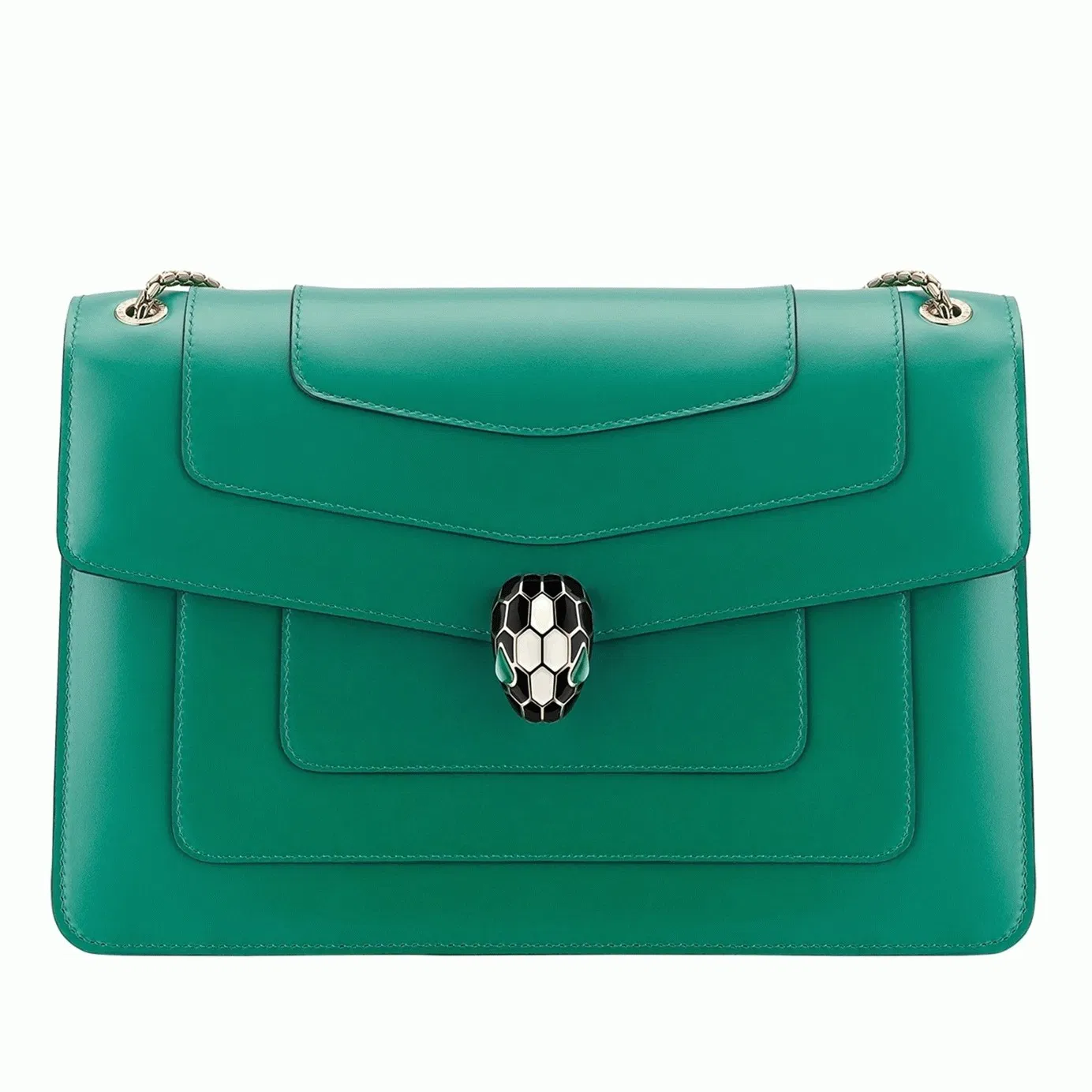 Bvlgari Serpenti Forever Large Shoulder Bag Green Calfskin