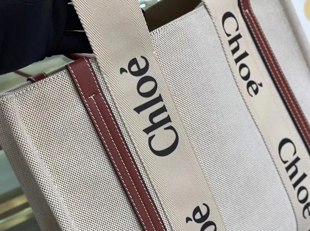 Top Quality Chloe Medium Woody Tote Bag in Canvas with Brown Leather Strips — image 8