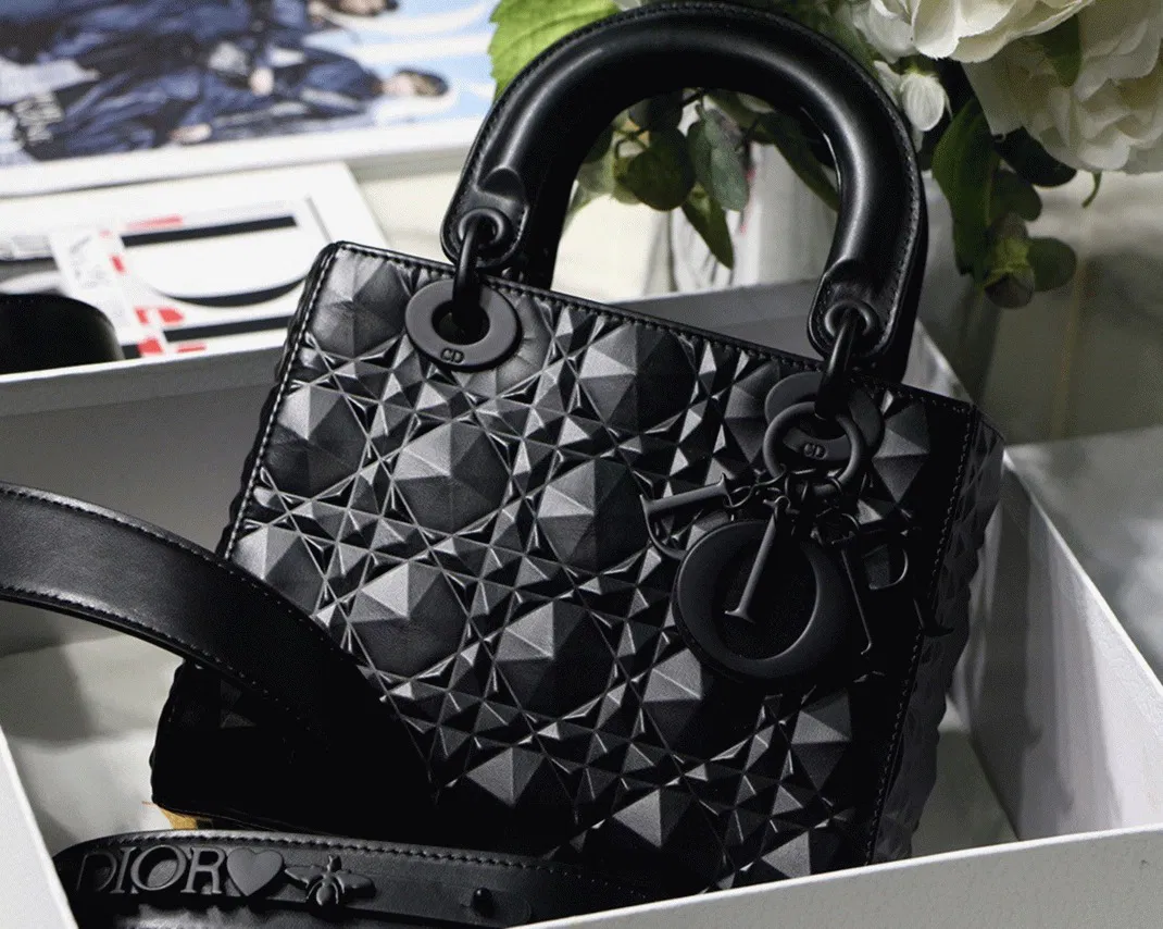 Dior Small Lady Dior My ABCDior Bag in Black Calfskin with Diamond Motif — image 8