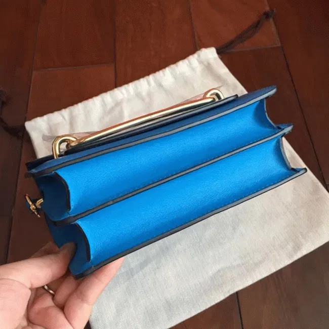 Blue hydra luxury Hermes Mini Sac Roulis handbag — image 6