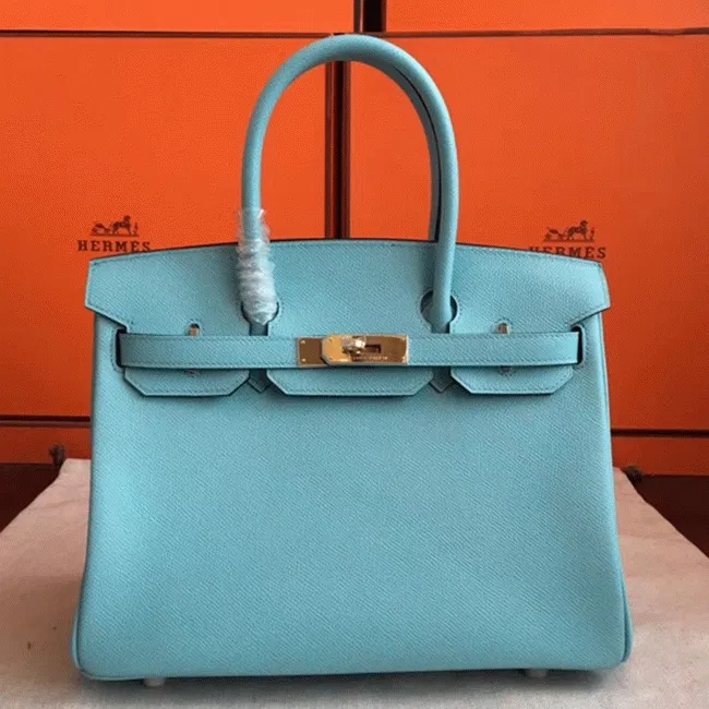 Blue Atoll Color Designer Hermes Birkin 35cm Handbag