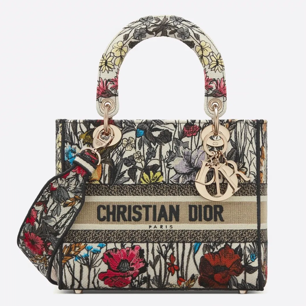 Dior Lady D-Lite Medium Bag in Mille Fleurs Embroidery