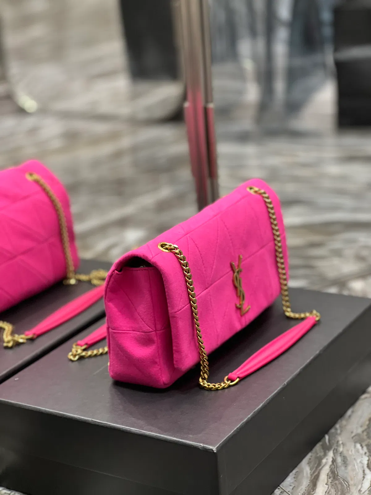 JAMIE MEDIUM CHAIN BAG “CARRÉ RIVE GAUCHE” IN LAMBSKIN AND SUEDE — image 8