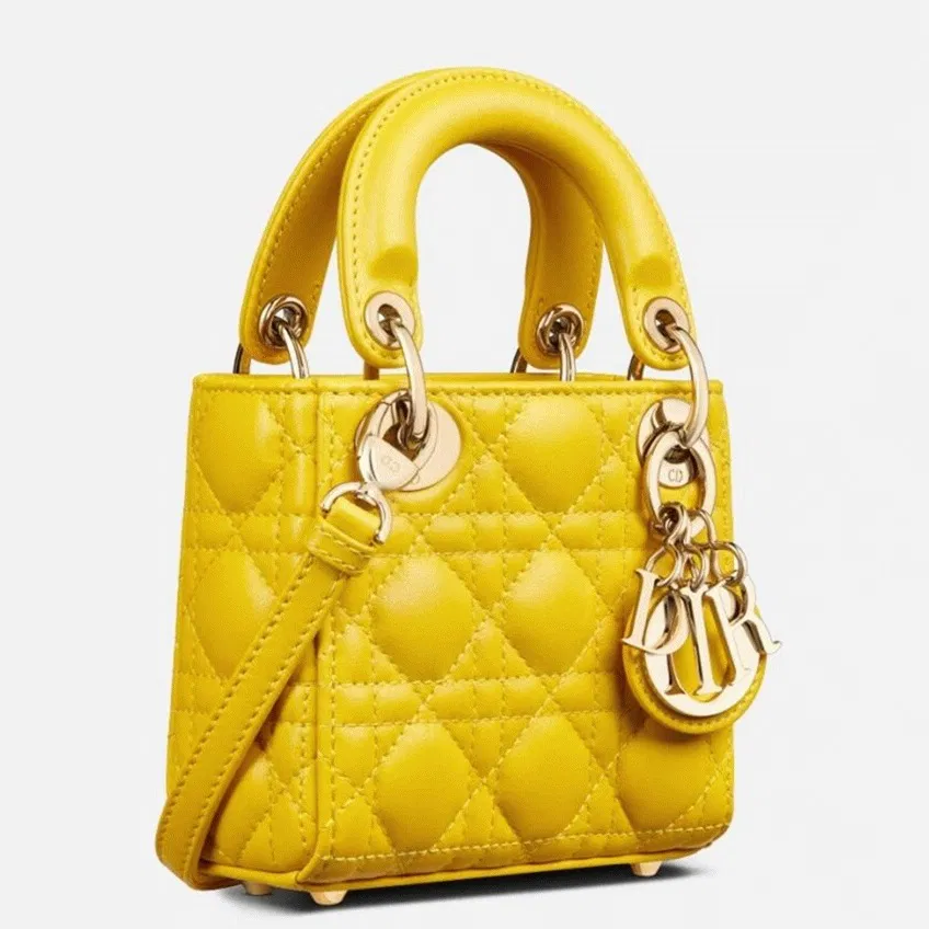 Dior Lady Dior Micro Bag in Yellow Cannage Lambskin