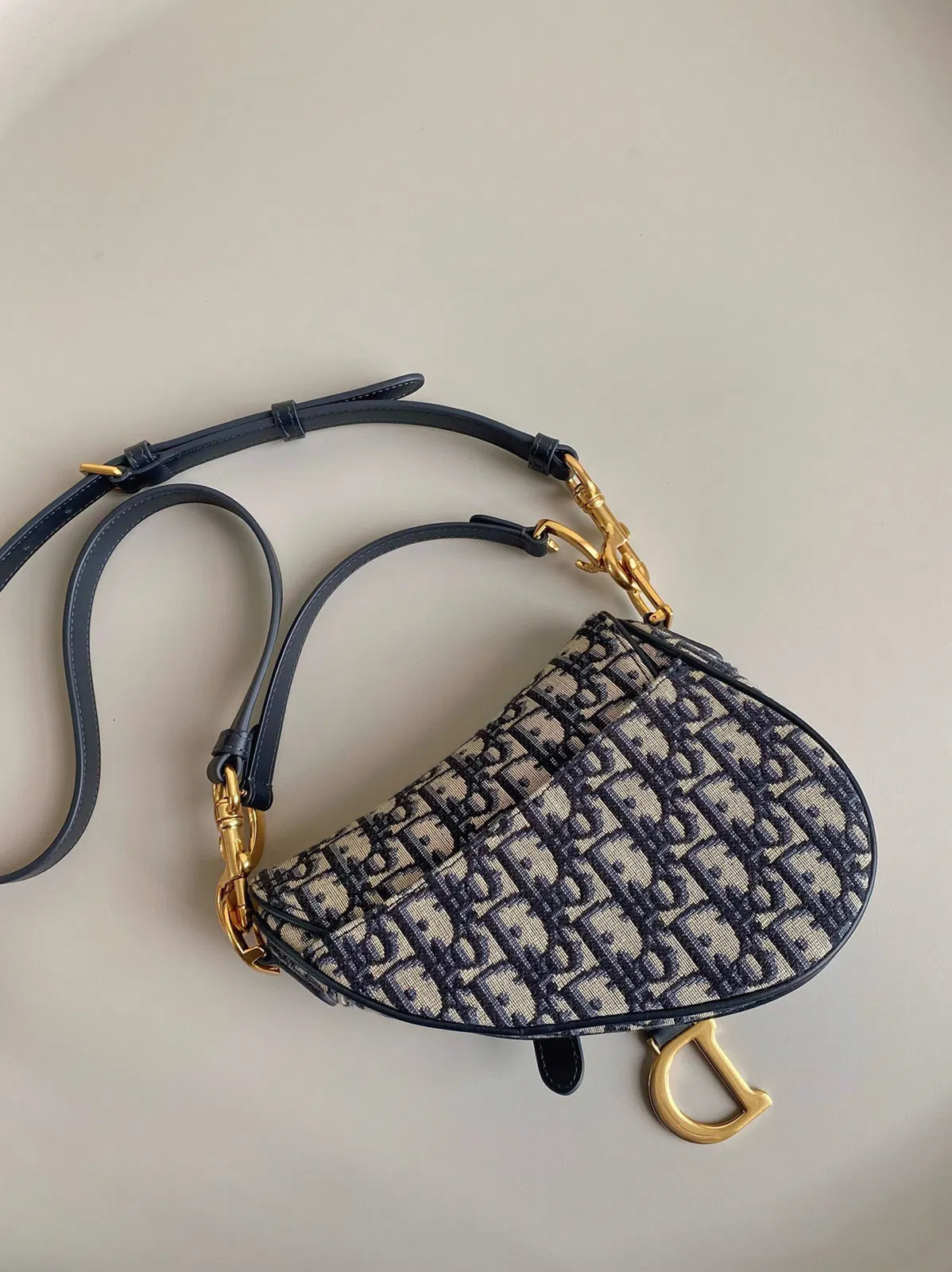 Dior Mini Saddle Bag with Strap in Blue Oblique Jacquard — image 4