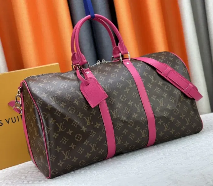 Louis Vuitton Monogram Macassar Canvas Keepall Bandouliere 50 In Pondichery Pink — image 2