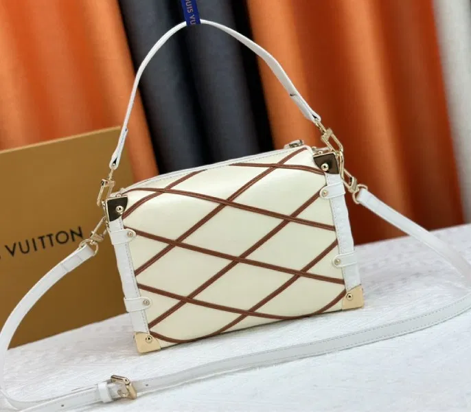 Louis Vuitton Malletage Leather Side Trunk MM In Cream Beige And Chestnut Brown — image 3