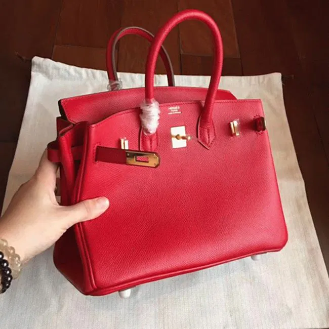 Hermes Birkin 25cm Designer-Inspired Bag in Red — image 4