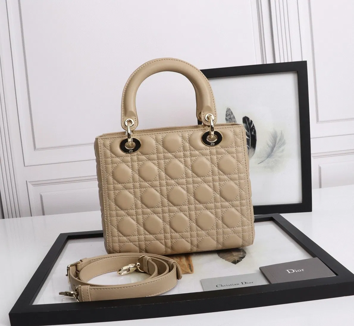Dior Lady Dior Medium Bag Knockoff in Beige — image 8