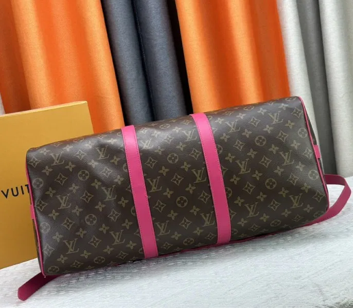 Louis Vuitton Monogram Macassar Canvas Keepall Bandouliere 50 In Pondichery Pink — image 5