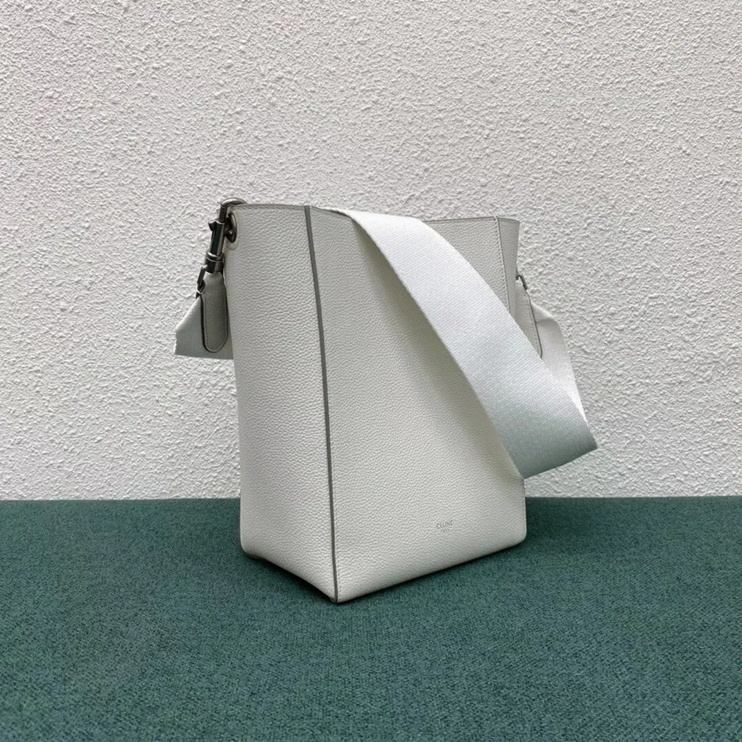 Top Quality Celine Sangle Small Bucket Bag In White Calfskin — image 2