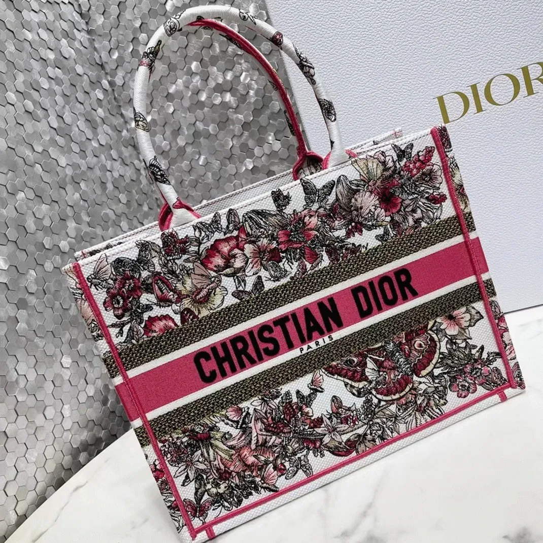 Dior Medium Book Tote Bag in Multicolor Butterfly Embroidery — image 4