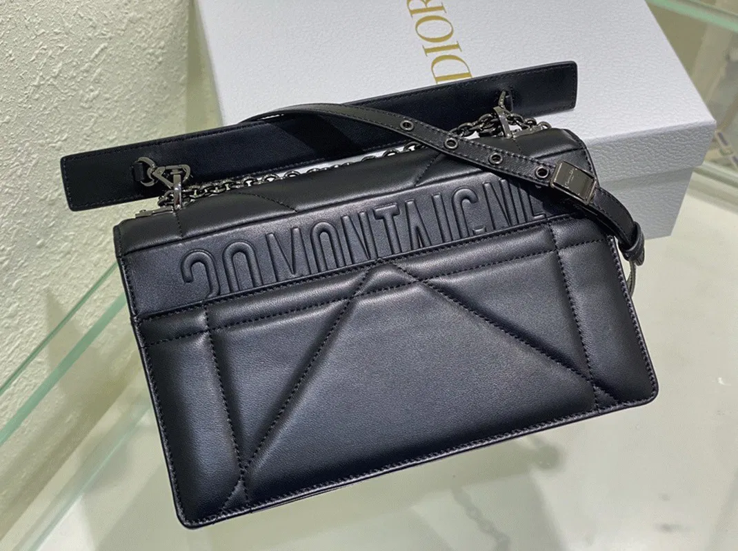 Dior 30 Montaigne Chain Bag with Handle in Black Lambskin — image 5