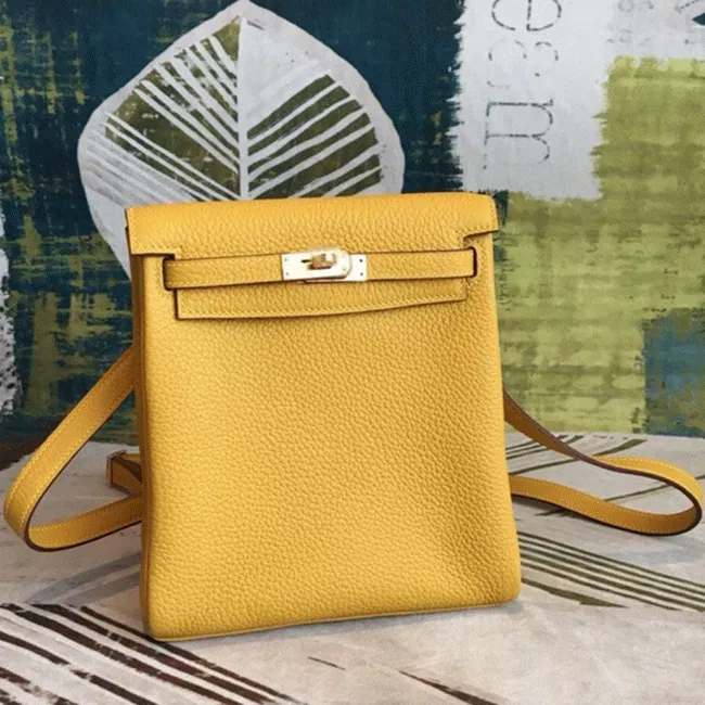 Yellow Clemence Hermes Kelly Ado PM Backpack