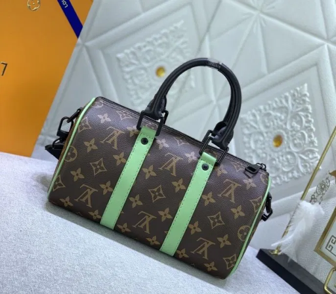 Louis Vuitton Monogram Macassar Canvas Keepall Bandouliere 25 In Minty Green — image 3