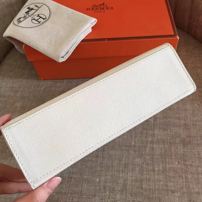 White Epsom Hermes Kelly Pochette Clean Look Mini Bag — image 6