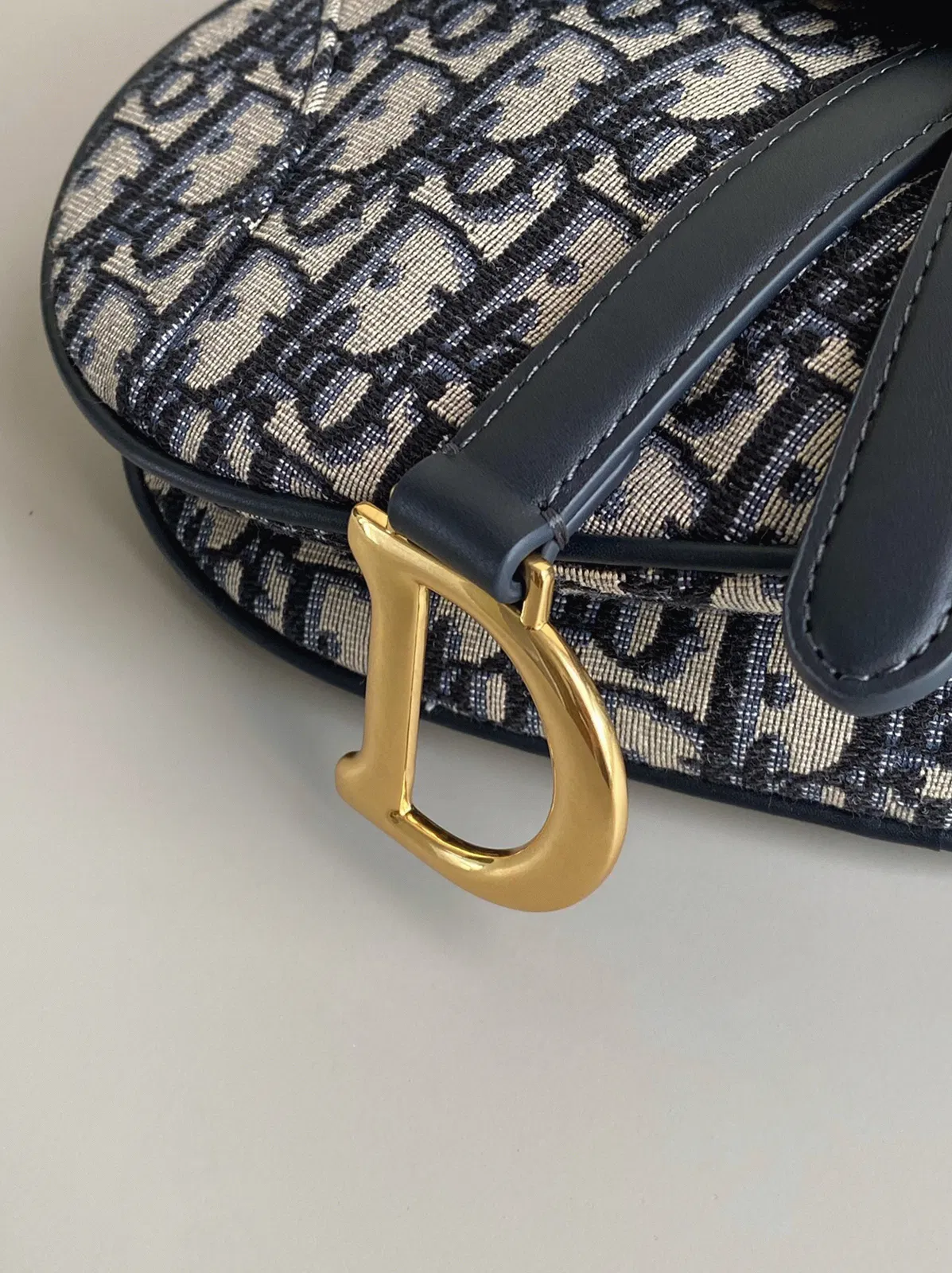 Dior Mini Saddle Bag with Strap in Blue Oblique Jacquard — image 9
