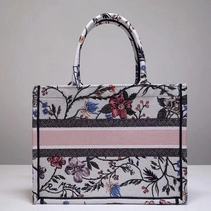 Dior Medium Book Tote Bag in Multicolor Rosa Mutabilis Embroidery — image 8