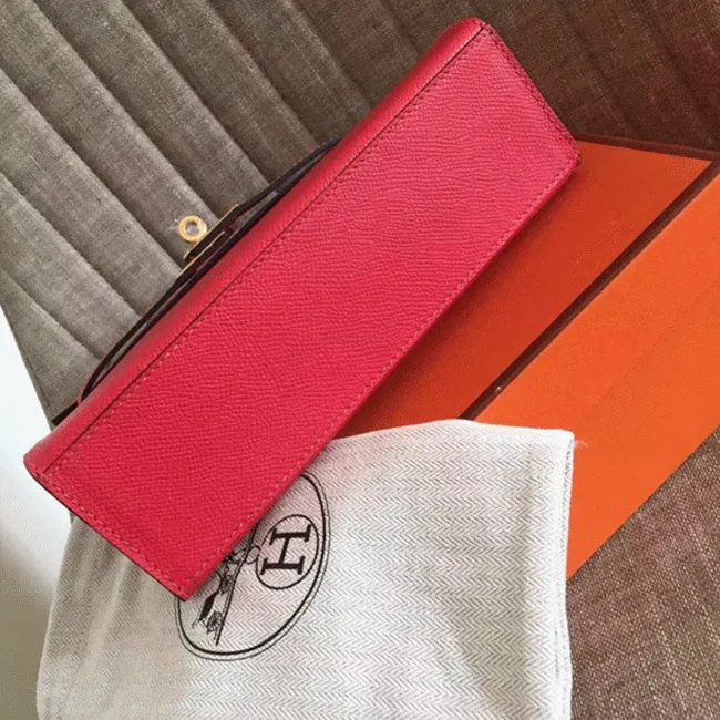 Hermes Red Epsom Designer Kelly Pochette Classic Purse — image 6