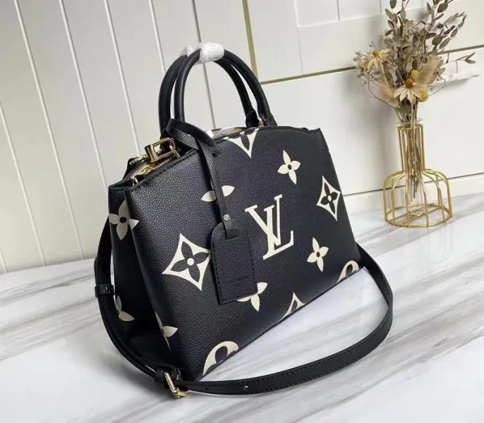 Louis Vuitton Bicolor Monogram Empreinte Leather Petit Palais Handbag In Black And Beige — image 2