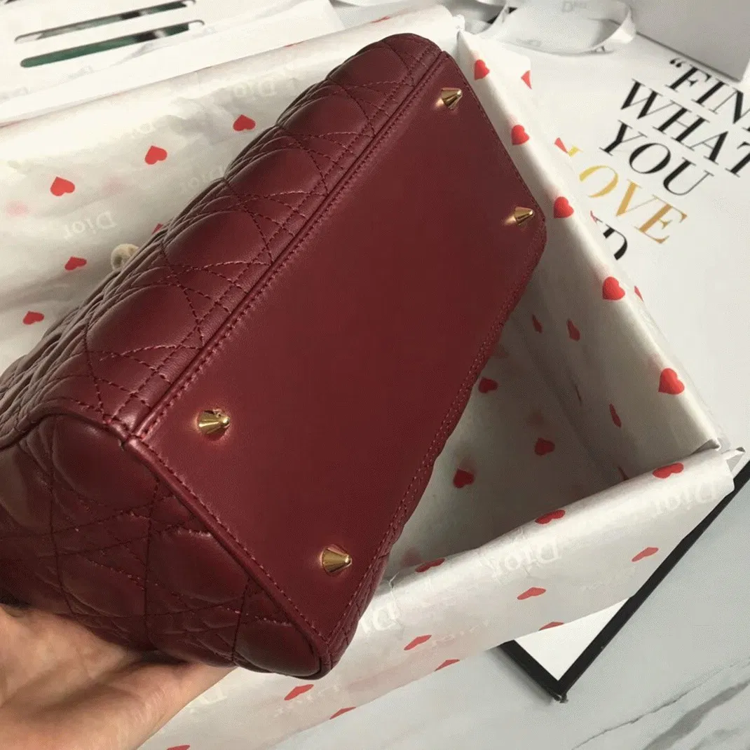 Dior Lady Dior Medium Bag in Bordeaux Lambskin — image 4