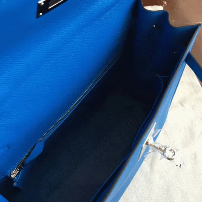Blue Epsom Hermes Kelly 32cm Sellier Fashion Handbag — image 7