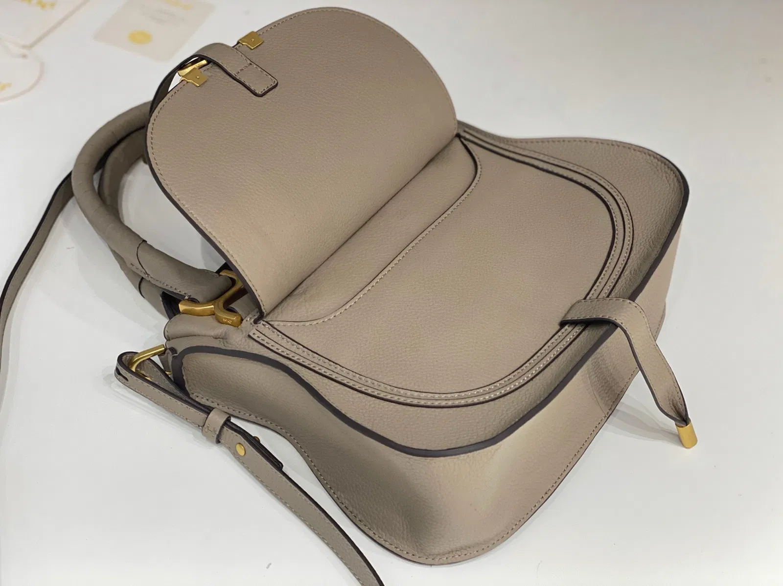Top Quality Chloe Marcie Small Double Carry Bag in Sand Grained Leather — image 2