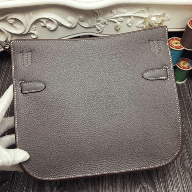 Large grey knockoff Hermes Jypsiere 31cm handbag — image 4