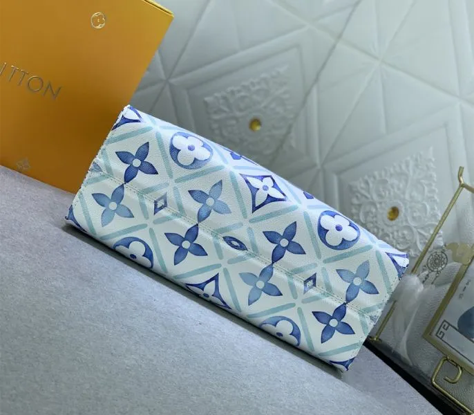Louis Vuitton LV By The Pool Monogram Tiles Canvas Onthego MM Tote In Lagoon Blue — image 3