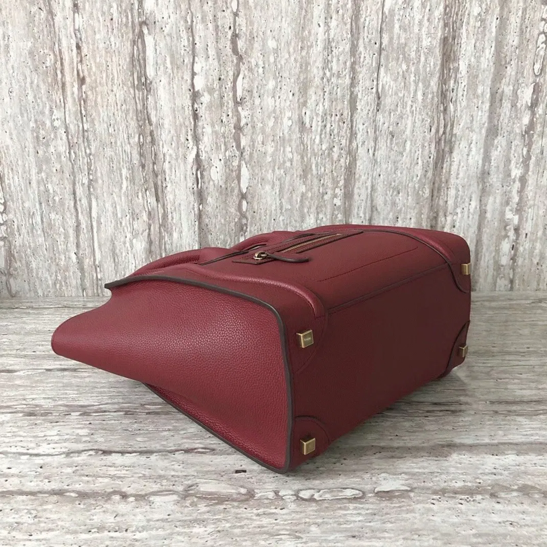 Celine Micro Luggage Tote Bag Knockoff in Dark Red — image 4