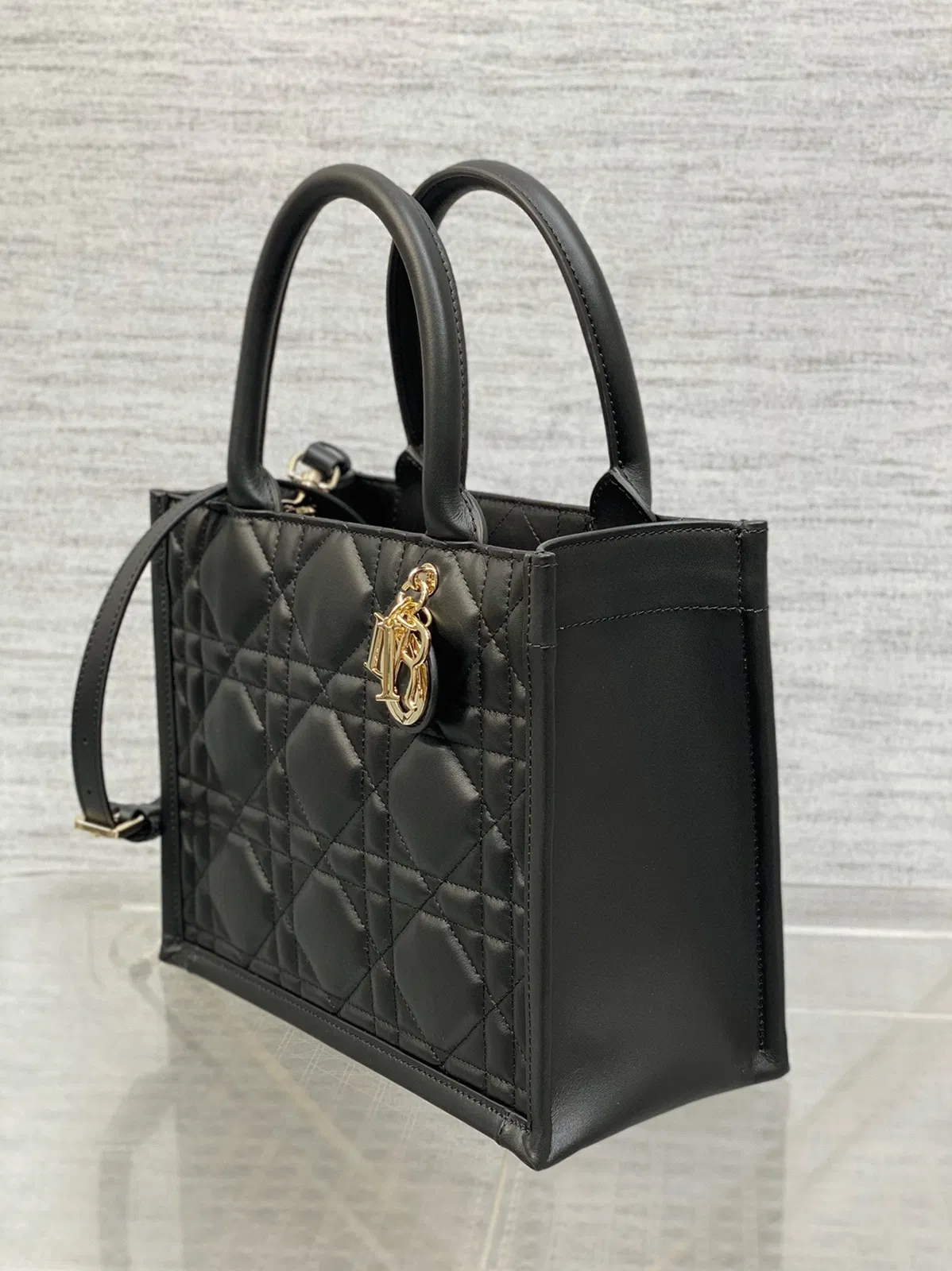 Dior Small Book Tote Bag with Strap in Black — image 4
