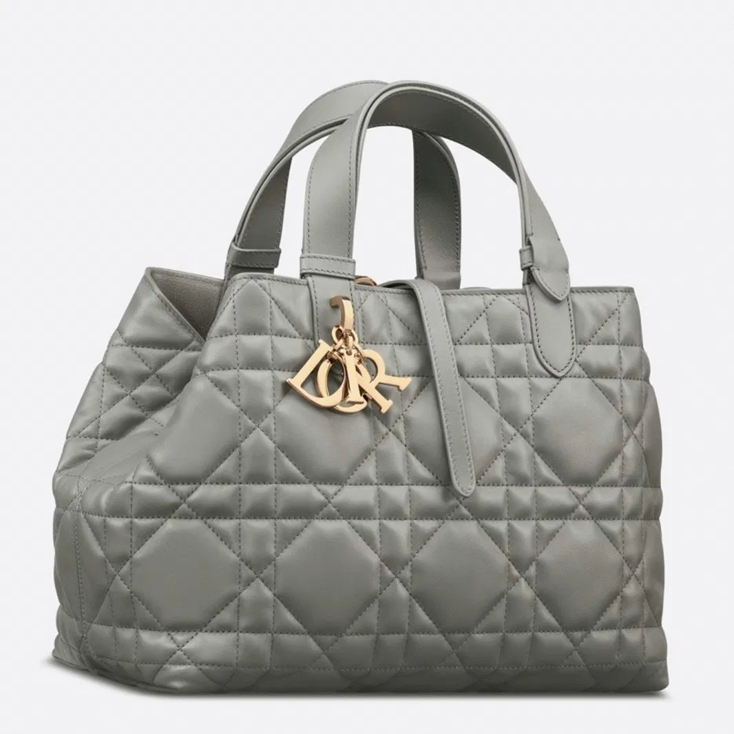 Dior Toujours Medium Bag in Beige Macrocannage Calfskin
