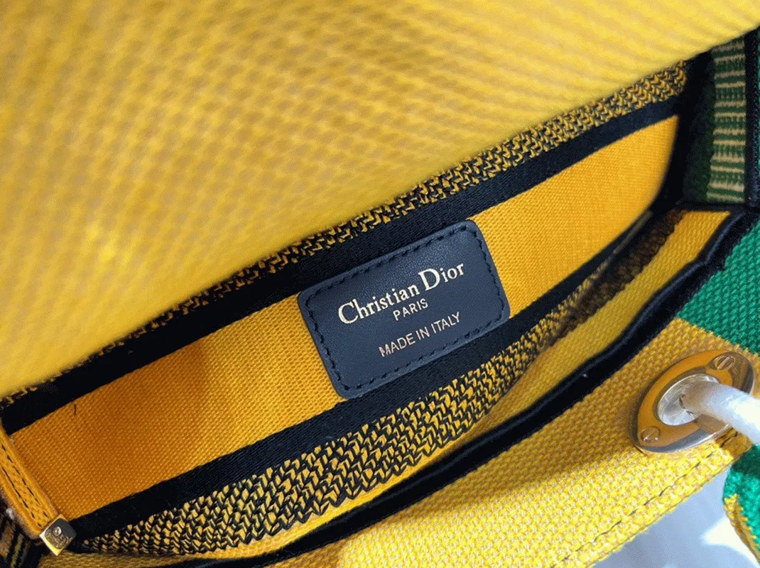 Dior Lady D-Lite Medium Bag in Yellow Green D-Flower Pop Embroidery — image 7