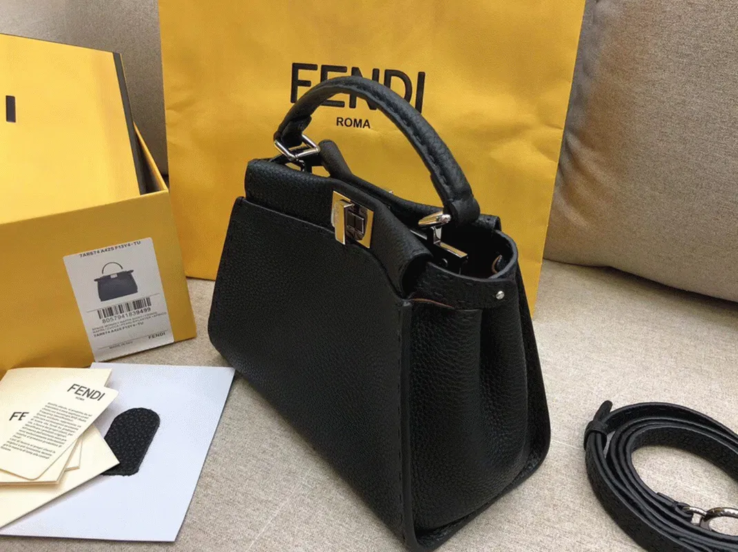 Top Quality Fendi Peekaboo Mini Selleria Bag In Black Romano Leather — image 10