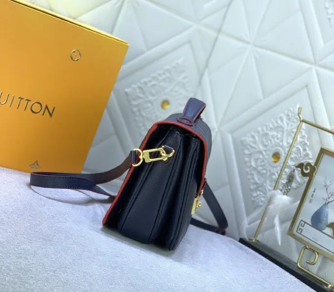 LV Monogram Empreinte Leather Metis In Navy Blue And Red — image 5