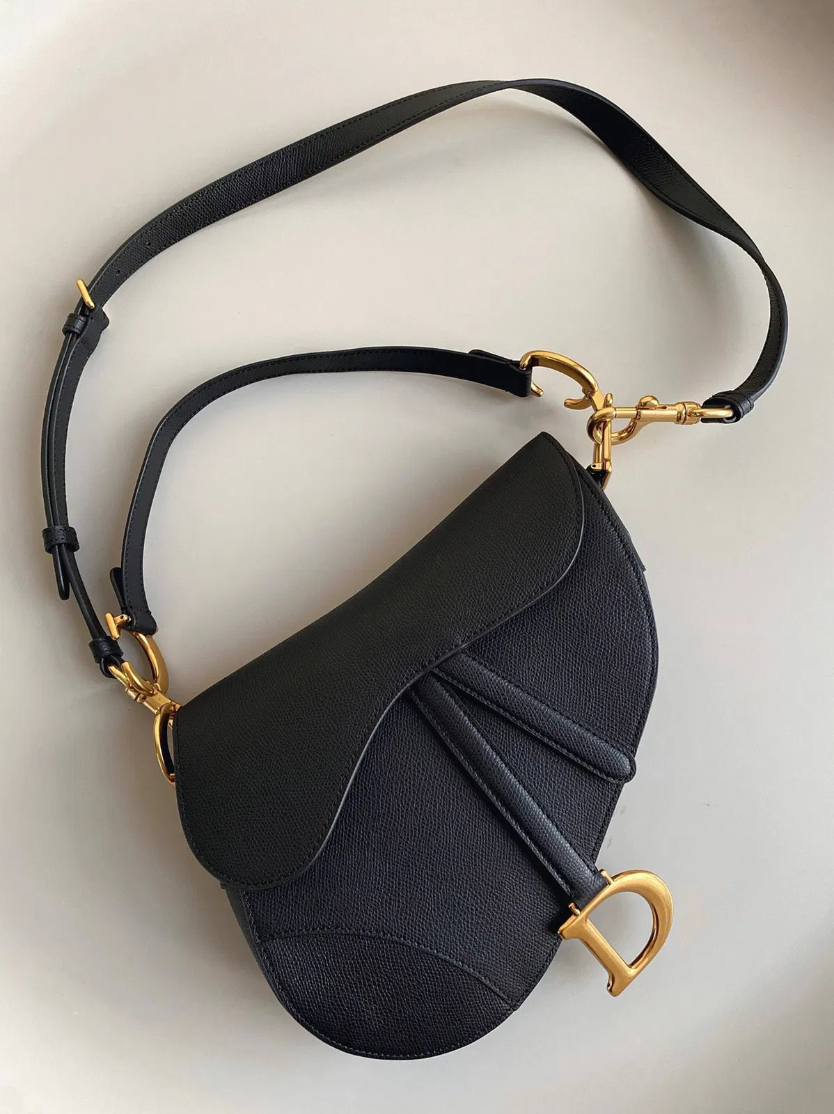 Dior Saddle Bag with Strap in Black Grained Calfskin — image 6