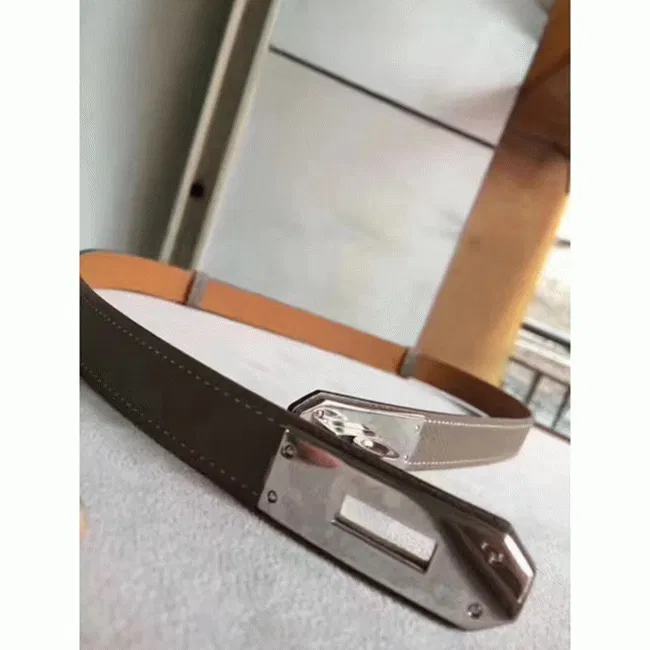 Etoupe epsom designer Hermes Kelly belt — image 9