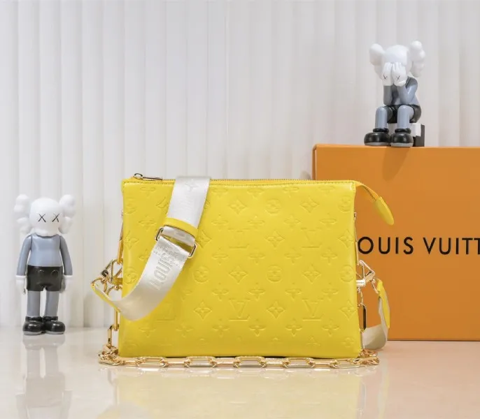 Louis Vuitton Coussin PM Bag In Yellow With Jacquard Strap