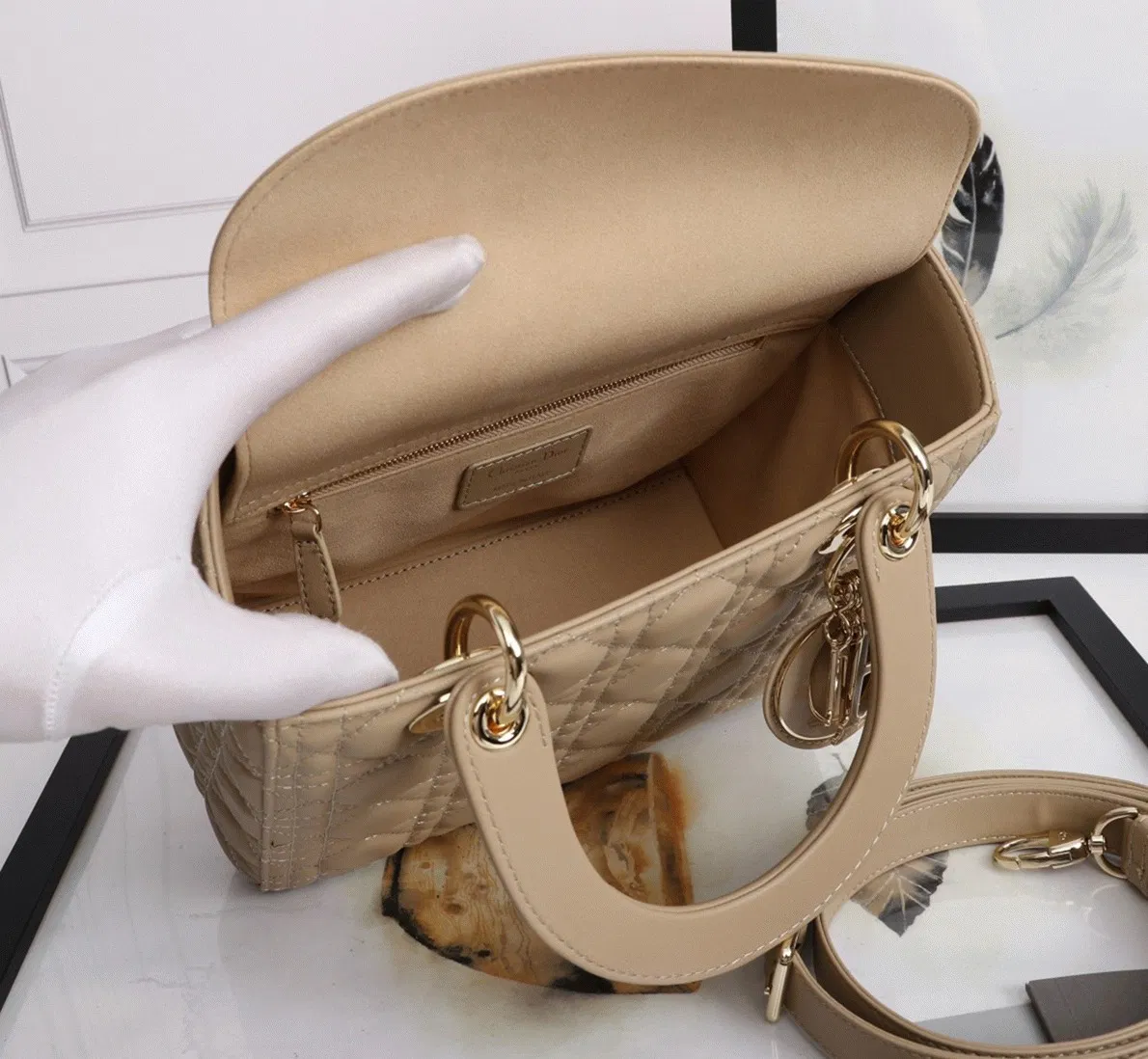 Dior Lady Dior Medium Bag Knockoff in Beige — image 2