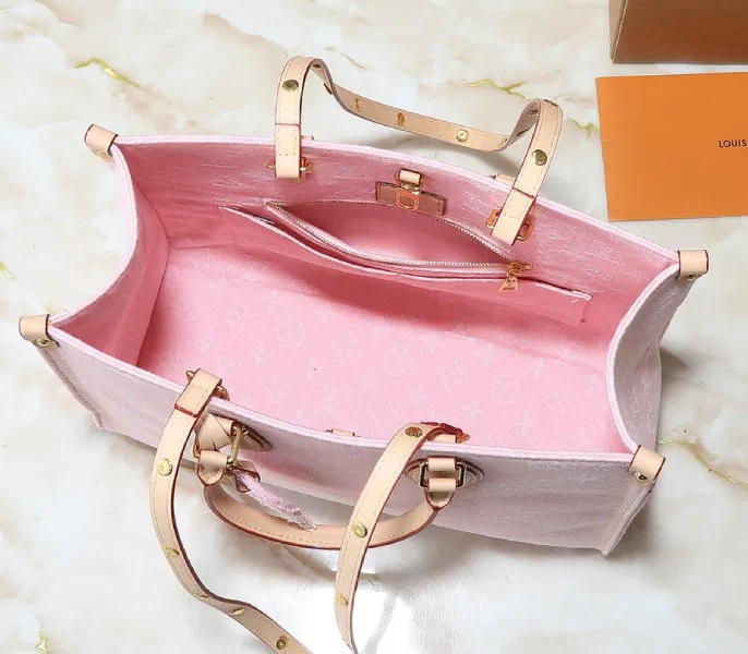 Monogram Denim OnTheGo MM In Washed Pink — image 3