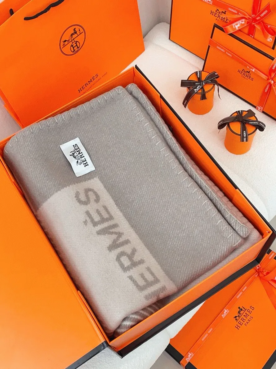 Best Hermes H Riviera blanket in beige wool and cashmere — image 8