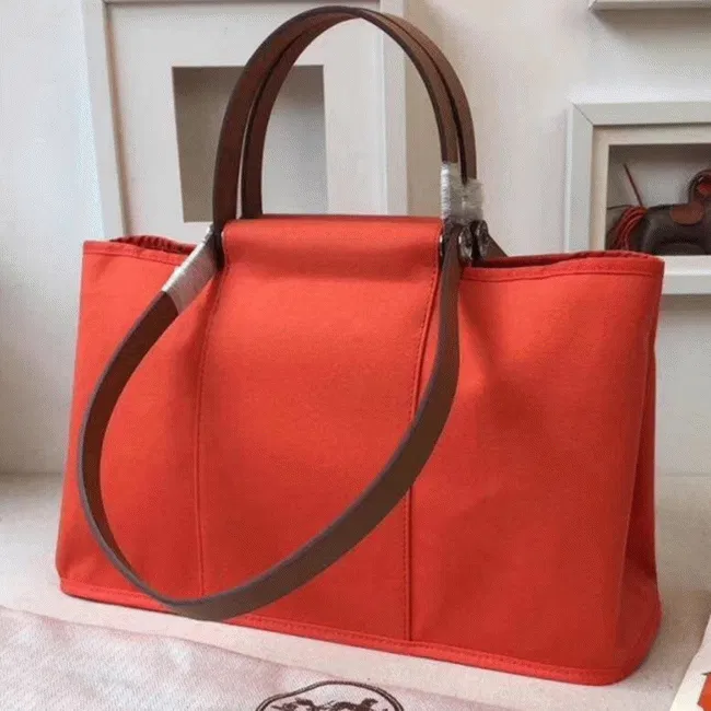 Capucine Canvas Hermes Cabag Elan Chic Canvas Bag